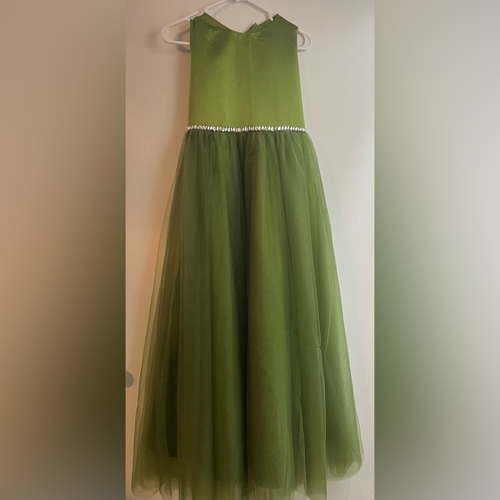 Green Tulle Girl’s Wedding Pageant Dress - Picture 5 of 8